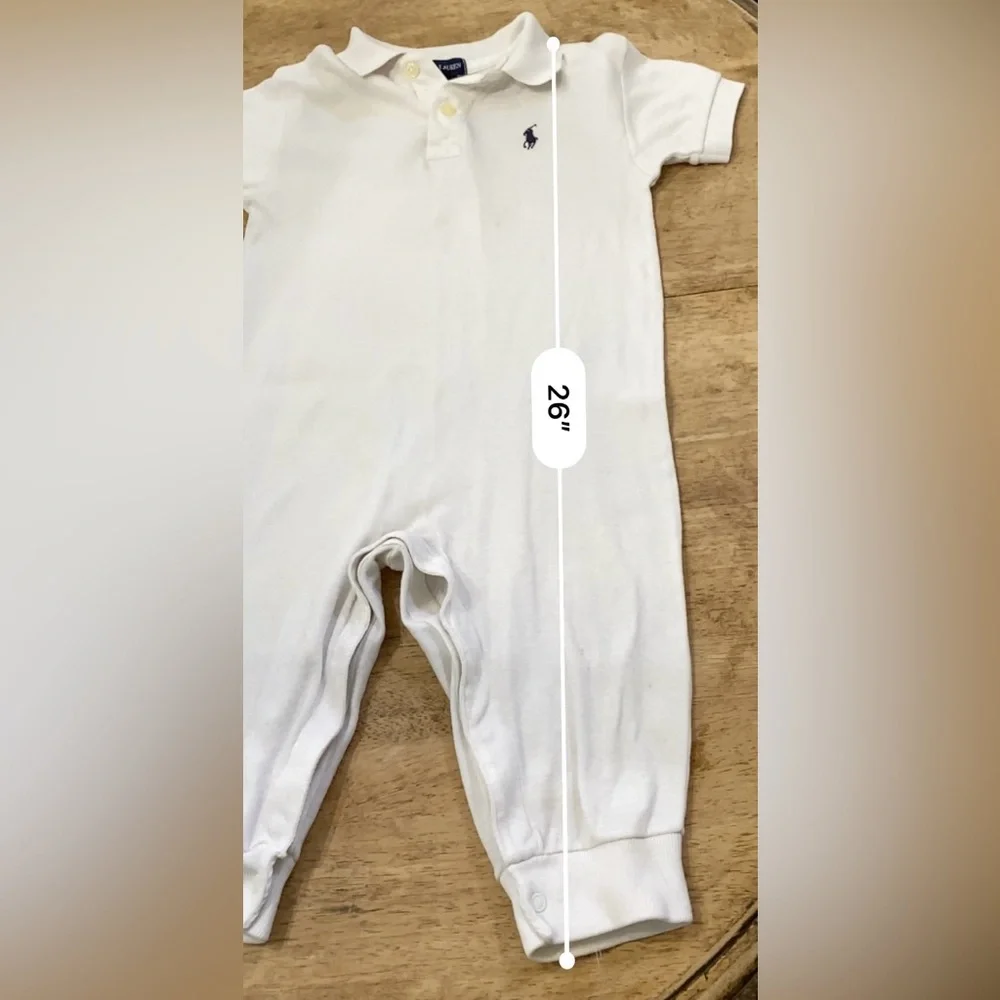 Vintage Ralph Lauren‎ Infant Sz M (6-12m) White Soft Cotton Polo Coverall